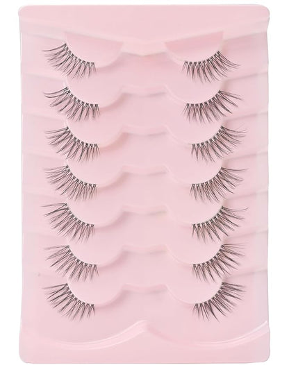 Wispy Half Lashes - Natural Corner Lashes 3/4 False Eyelashes Clear Band W07