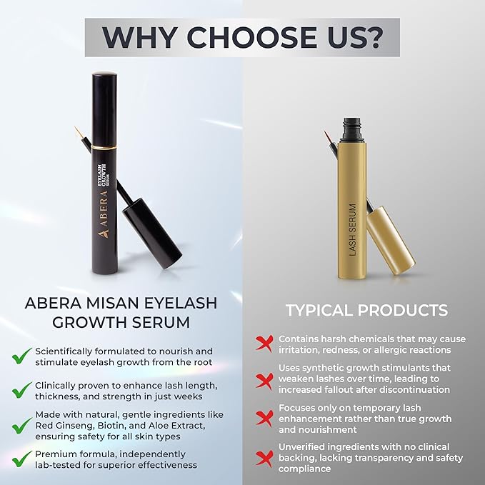 Abera Misan Eyelash Growth Serum (Upgrade Version) - Natural Lash Booster and Lash Enhancer, Regenerating and Nourishing Lashes Longer and Thicker (3. Set of 3 with Gift)