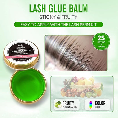 PERMANIA Lash Lift Glue Balm, Lash Lift Adhesive New Brow Lamination Glue Soft Fruity Strong Viscosity and Water Solubility for Lash Lift Kit (Apple)