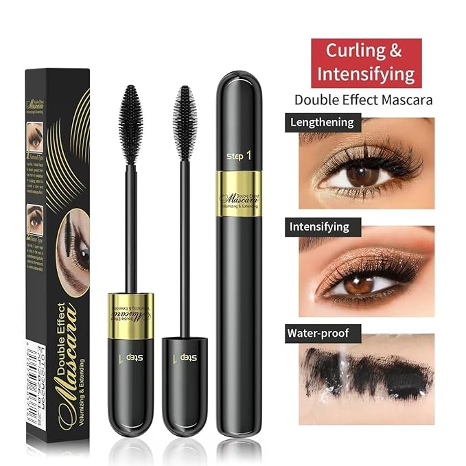 2PCS Essence Mascara Volume And Length- Amazing Lashes Mascara, Long-Lasting 2 In 1 Mascara Waterproof Mascara Voluminous Mascara,Lengthening And Volumizing Tubing Mascara Black