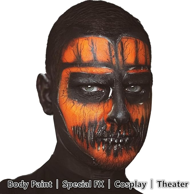 Go Ho Orange Face Paint Washable for Halloween Makeup,Creamy to Gel Water Based Orange Body Paint Full Coverage forCosplay SFX Costumes Festivals Makeup,25g