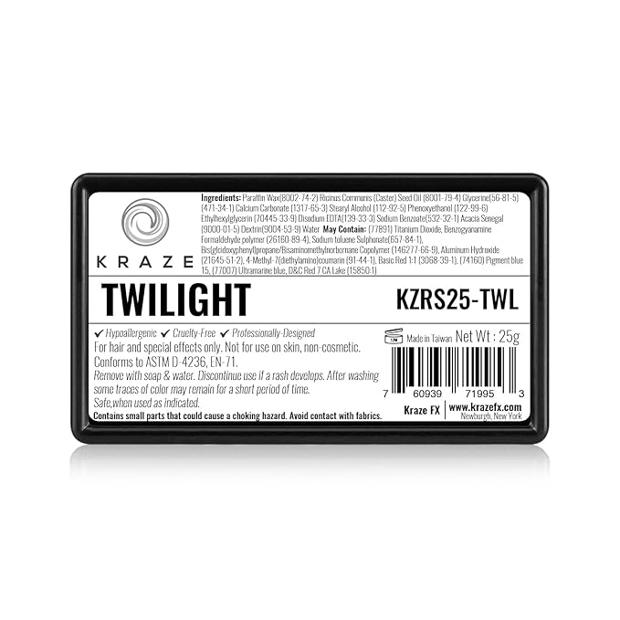 Kraze FX Dome Stroke - Twilight (25 gm), Professional 1-Stroke Split Cake, Hypoallergenic, Non-Toxic, Water Activated Face & Body Painting Makeup Supplies for Sensitive Skin, Kid Safe, Adults