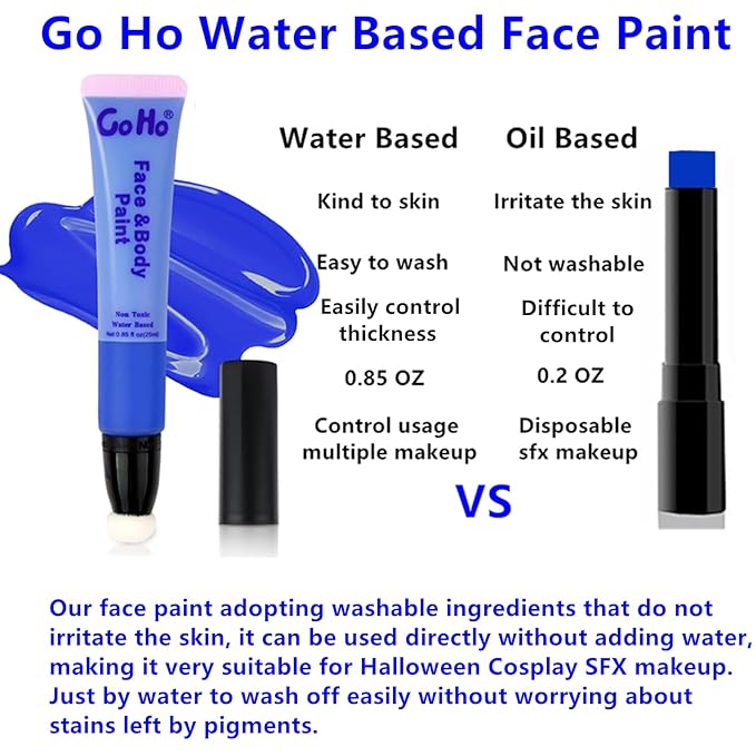 Go Ho Hot Pink Face Paint Stick(0.85oz),Water Based Cream Pink Body Paint Washable,Liquid Concealer,Covers Oil-Free,Halloween Cosplay SFX Foundation Makeup