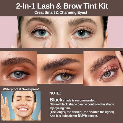 Lash Color Kit - Professional Eyelash and Brow Color Set with Natural Effect, Lasts 6 Weeks, Safe & Easy to Use for Salon Home (7ml, Brown)