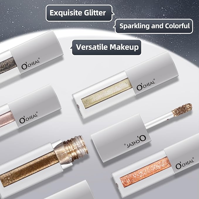 O'CHEAL Shining Liquid Metallic Eyeshadow, Quick-Drying, Long-Lasting, One-Swipe Pigmented Coverage,High Pigment Colored Metallic Eyeshadow Stick Eyeliner 06#