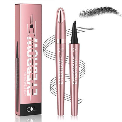 3D Waterproof Microblading Eyebrow Pen,Micro 4 Point Eyebrow Pencil for Women Brown, Long-lasting Natural Smudge-proof Precision Magical Microblade Brow pen (4# Black)