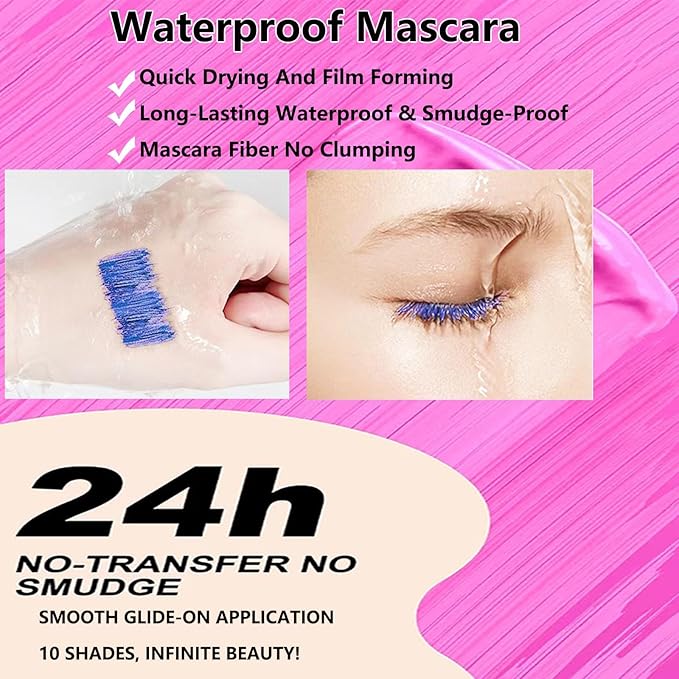 White Mascara Eyelashes Volumizing Lengthening Waterproof Smudge Proof Longwear Voluminous Curling Defining Eyelash primer Mascara tubing non clumping Eye Makeup 01