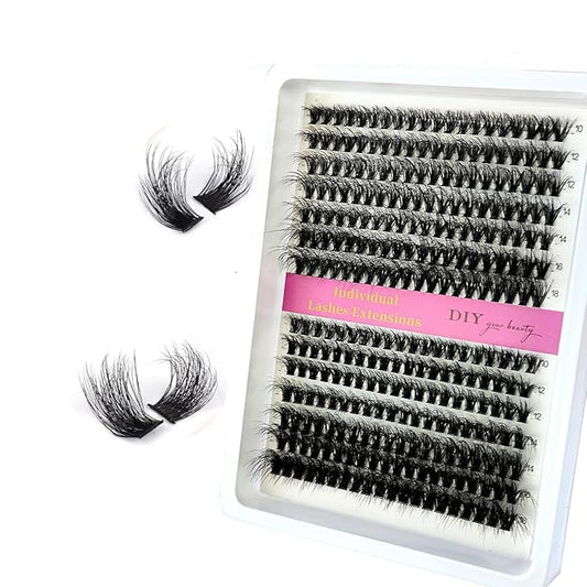 HBZGTLAD Fluffy Cluster Lashes 40D60D80D100D120D Natural Thick Eyelash Clusters D Curl Individual Lashes DIY Eyelashes Extension (14Rows 40P60P)