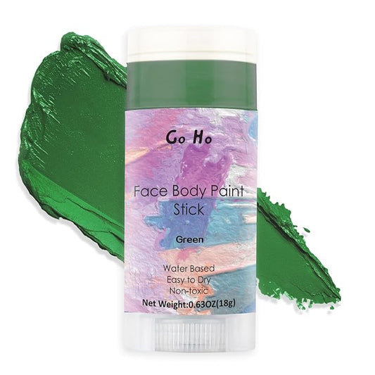 Go Ho Water Based Dark Green Face Body Paint Stick,Non-Toxic Face Painting,Easy-to-use Facepaint for Halloween Costumes Cosplay SFX Hulk Gamora Witch Clown Makeup,0.63oz