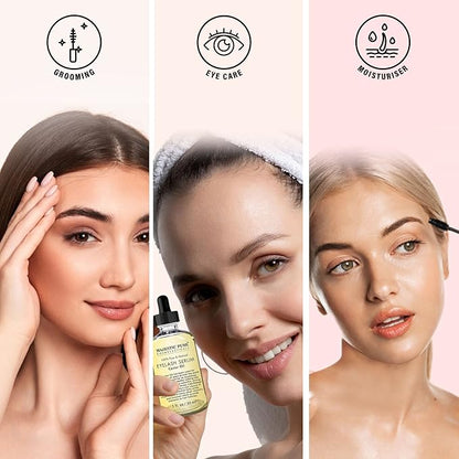 Majestic Pure Castor Oil Eyelash Serum - with Apple & Argan Stem Cells - Eyelash Growth Serum for longer thicker Eyelashes, Eyebrows & Hair - Free Set of Mascara Brush & Eyeliner Applicator - 1 fl oz