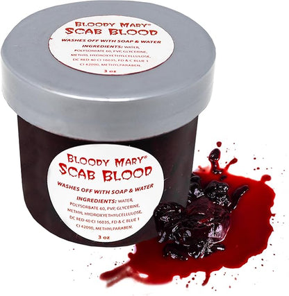 Bloody Mary Fake Scab Blood Make Up Body Paint - for Cosplay, Horror Costume, Theater Blood, Vampire Accessories, Scary Things - Skin Friendly Washable Looks Realistic Thick Blood