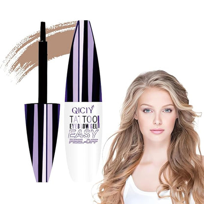 Qiciy Tattoo Eyebrow Gel Easy Peel Off, Peel Off Eyebrow Tint, Easy Peel off Eyebrow Gel, Peel Off Eyebrow Tint, Waterproof & Sweatproof for All Skin Types (#2 Yellowish Brown)