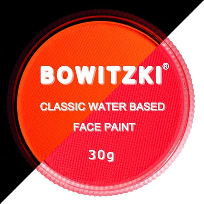 Bowitzki 30g Professional Face Paint Body Paint Water Based Face painting Makeup Safe for Kids and Adults Split Cake Single Color (Neon Red)