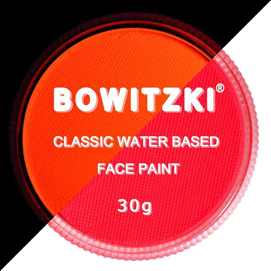 Bowitzki 30g Professional Face Paint Body Paint Water Based Face painting Makeup Safe for Kids and Adults Split Cake Single Color (Neon Red)