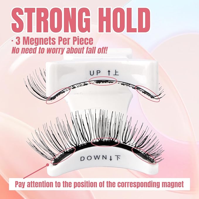 Magnetic Eyelashes, 2 Pairs 2 Style Reusable Magnetic Lashes without Eyeliner, No Glue Needed Natural False Eyelashes Durable Wispy lashes with Applicator By FADVAN (K1+K2)