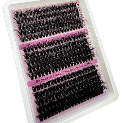 HBZGTLAD Fluffy Cluster Lashes 40D60D80D100D120D Natural Thick Eyelash Clusters D Curl Individual Lashes DIY Eyelashes Extension (15Rows 40+60+80D)