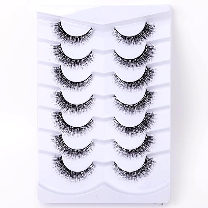 Cat Eye Natural Lashes Wispy False Eyelashes Short Fluffy Fake Lashes - 7 Pairs, ZG69