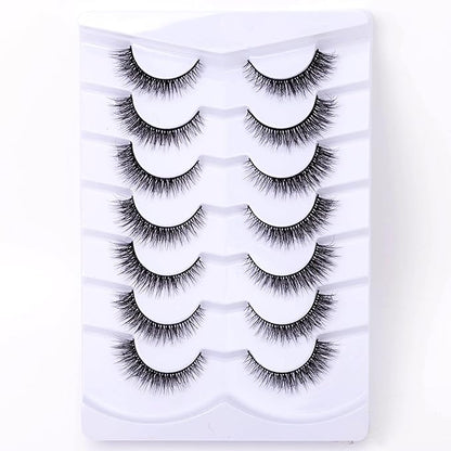 Cat Eye Natural Lashes Wispy False Eyelashes Short Fluffy Fake Lashes - 7 Pairs, ZG69