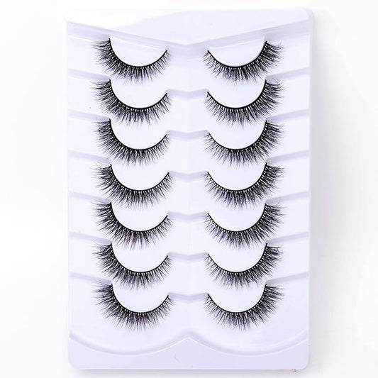 Cat Eye Natural Lashes Wispy False Eyelashes Short Fluffy Fake Lashes - 7 Pairs, ZG69