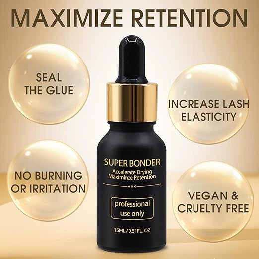 Waterproof Lash Bonder for Eyelash Extensions, Professional Lash Sealant Glue Accelerator, Reduces Glue Fumes and Enhances Retention, Adhesive Companion with Precision Dropper, 0.5fl. oz/15ml