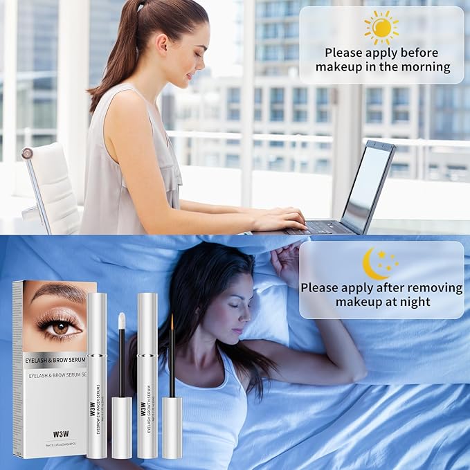Eyelash and Eyebrow Serum Set Nourishing Lash & Brow Serum Pack for Thicker Longer Lashes and Brows Gentle Eyelash Eyebrow Serum Plant Ingredients No Irritating