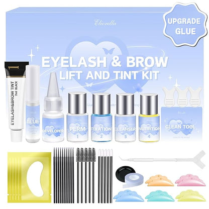 Lash Lift Kit & Brow Lamination Kit - 4 in 1 Professional Black Eyelash and Eyebrow Perm Kit - Results up to 8 Weeks -Easy to Apply and Long Lasting Finish -Suitable for Salon & Home