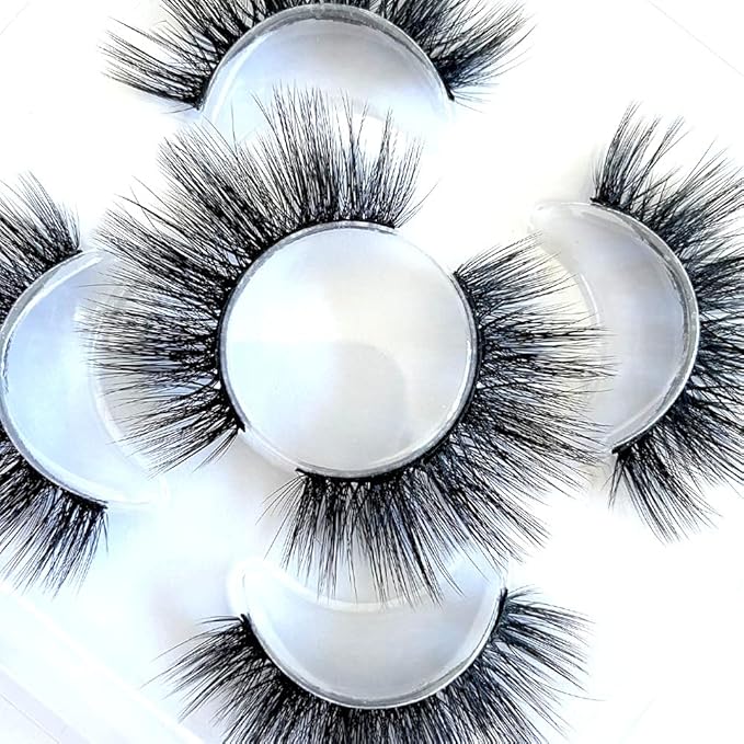 Sunniess False Eyelashes 8D Faux Mink Lashes 100% Handmade Reusable Natural Look Fake Eye lashes Cat-Eye Fluffy Wispy Lashes Dramatic Long Thick Volume Soft Lashes Packs