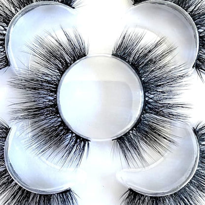 Sunniess False Eyelashes 8D Faux Mink Lashes 100% Handmade Reusable Natural Look Fake Eye lashes Cat-Eye Fluffy Wispy Lashes Dramatic Long Thick Volume Soft Lashes Packs