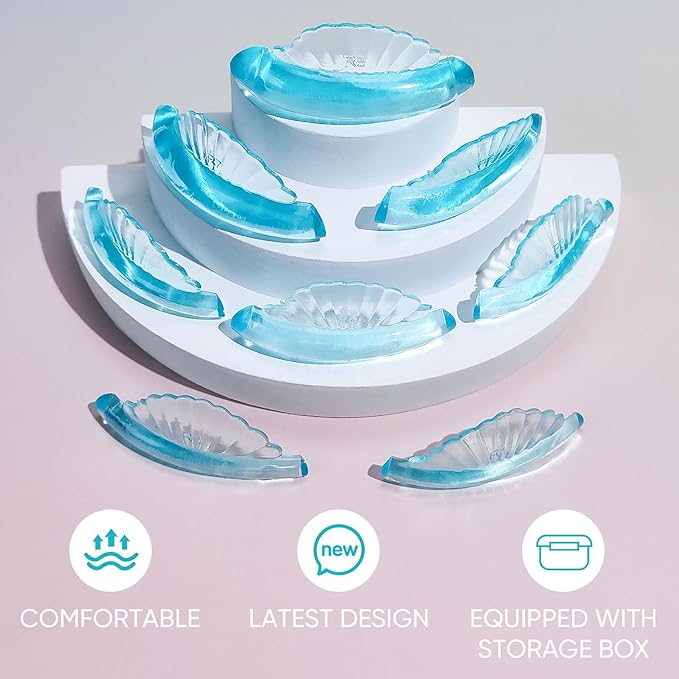 Lash Lift Pads Silicone Eyelash Lift Pads Super Sticky Soft Perfect with Lash Lift Balm Glue Reusable Lash Lifting Pads (Blue)