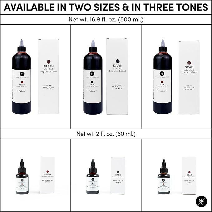 Alcohol Drying Blood, Ultra-Realistic Fake Liquid Blood, SFX Makeup for the Stage, Film, Halloween, and Cosplay - Dark 16.9 fl oz (500ml)