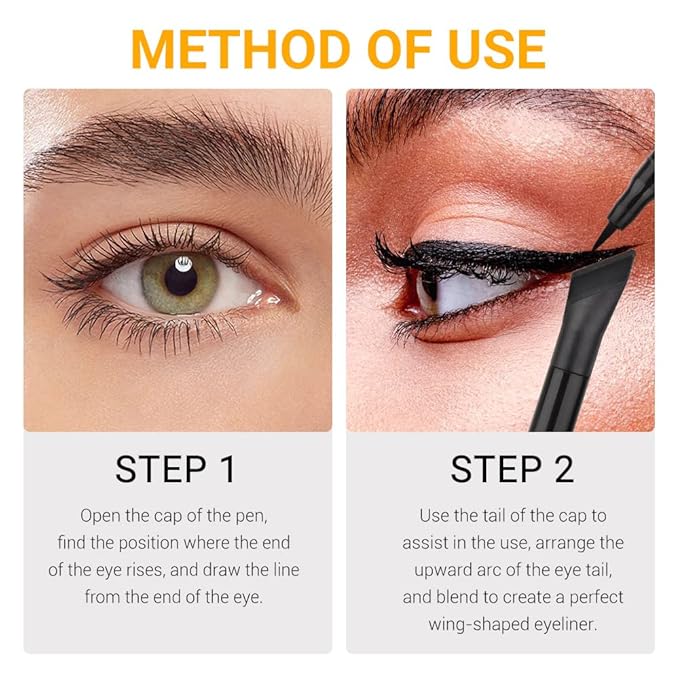 evpct 3Pcs Black Royal Blue White Liquid Wing Eyeliner Stamp Eye Pencil Makeup Set Waterproof Colored Color Eye Liners Stamps Shapes delineador de ojos contra el agua delineadores de colores para ojos