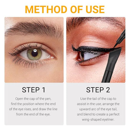 evpct 3Pcs Black Royal Blue White Liquid Wing Eyeliner Stamp Eye Pencil Makeup Set Waterproof Colored Color Eye Liners Stamps Shapes delineador de ojos contra el agua delineadores de colores para ojos