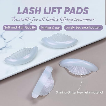 Lash Lift Shields Eyelash Perm Pads Silicone 16Pcs / 8 Sizes Lash Lift Rods Reusable Lifting Pads (White Peal)