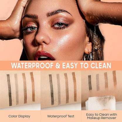 Eyebrow Pen - Liquid Eye Brow Microblading Pencil With Micro 4 Point Lift & Brow Pen Snatch, Long-Lasting Waterproof for Natural Eyebrow Hair Eye Makeup (Black,04#)