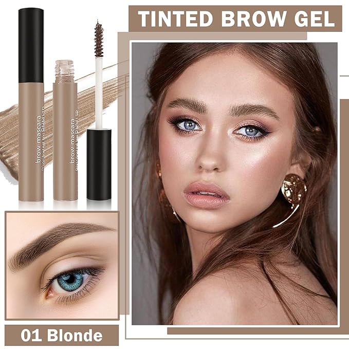 Waterproof Eyebrow Gel,2PCS Eyebrow Mascara Blonde Eyebrow Gel,Long Lasting Gel De Cejas Con Color,Easily Create Daily Eyebrow Makeup for Women-2PCS 01 Blonde