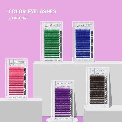Colored Eyelash Extension Classic Green 0.10 D Curl 8-15mm Mixed Volume Lash Extension Individual False Eye Lashes With Color By ANNAFRIS (Classic Green,0.10 D 8-15mm Mix)