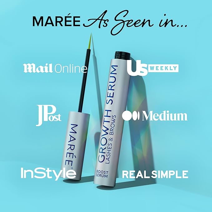 MAREE Lash Serum for Eyelash Growth - Advanced Eyelash Serum to Grow Lashes & Brows - Hyaluronic Acid, Biotin, Peptides & Vitamins for Thicker, Longer Eyelashes and Eyebrows - Suero de Pestañas