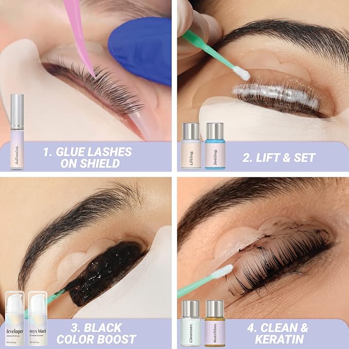 Lift & Brow Lamination Kit | Black, Voluminous Eyebrows & Eyelashes Color | Professional 8 Weeks Result | LVL, Perm, Laminate | Keratin Brow & Lash Kit With All Tools