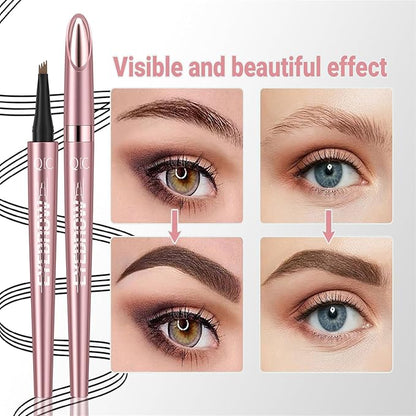 QIC 3D Waterproof Microblading Eyebrow Tattoo Pencil 4 Fork Tip,Microblading Eyebrow Pen Magic Eyebrow Pencil Microblade Eyebrow Pencil with Micro-Fork Tip (Light Brown)