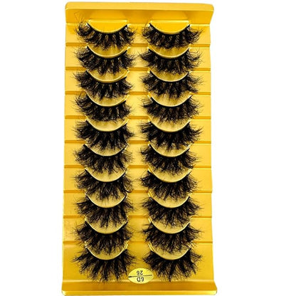 HBZGTLAD Soft Mink Eyelashes 3D Curl Winged End Eye Elongated Fake Lashes Thick Handmade Natural False Eyelash Messy Cross Lash Wholesale (6D26)