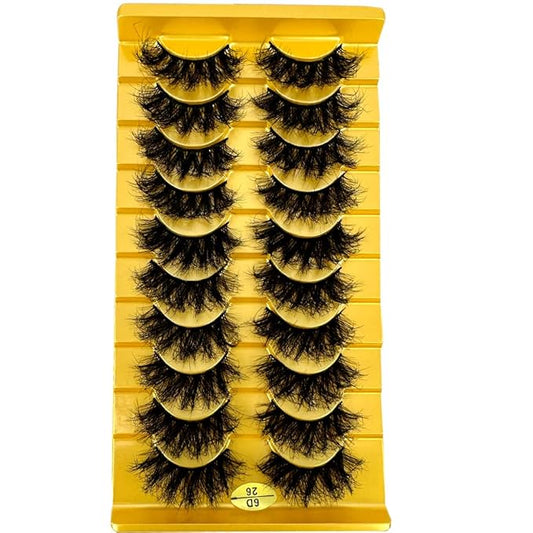 HBZGTLAD Soft Mink Eyelashes 3D Curl Winged End Eye Elongated Fake Lashes Thick Handmade Natural False Eyelash Messy Cross Lash Wholesale (6D26)