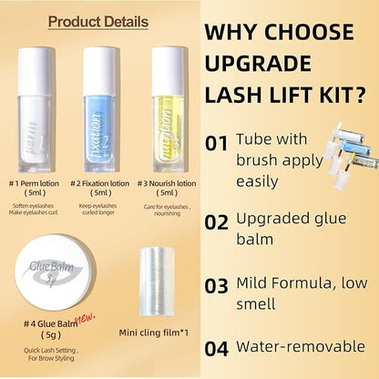 Lash Lift Kit and Brow Lamination Kit, 2 IN 1 Professional Lash Lifting & Eyebrow Lamination Kit with All tools, 6-8 Weeks Long Lasting, Suitable for Salon & Home Use
