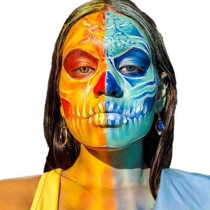 Go Ho Teal Face Paint Washable for Halloween Makeup,Creamy to Gel Water Based Teal Body Paint Full Coverage for Cosplay SFX Costumes Festivals Makeup,25g