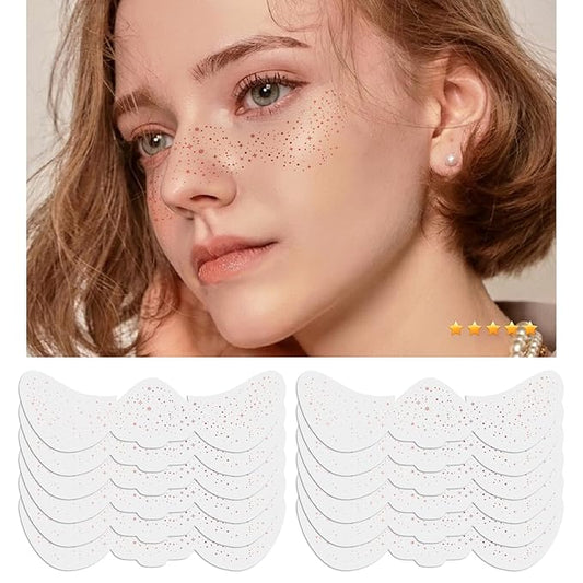 Glitter Freckles Face Tattoo, Glitter Freckles,Sparkle Freckle Temporary Tattoo, Glow Up Makeup Patches,Festival Birthday Shimmer Party Supplies, Cute Glitter Makeup Accessories 12PCS(Rose Gold)