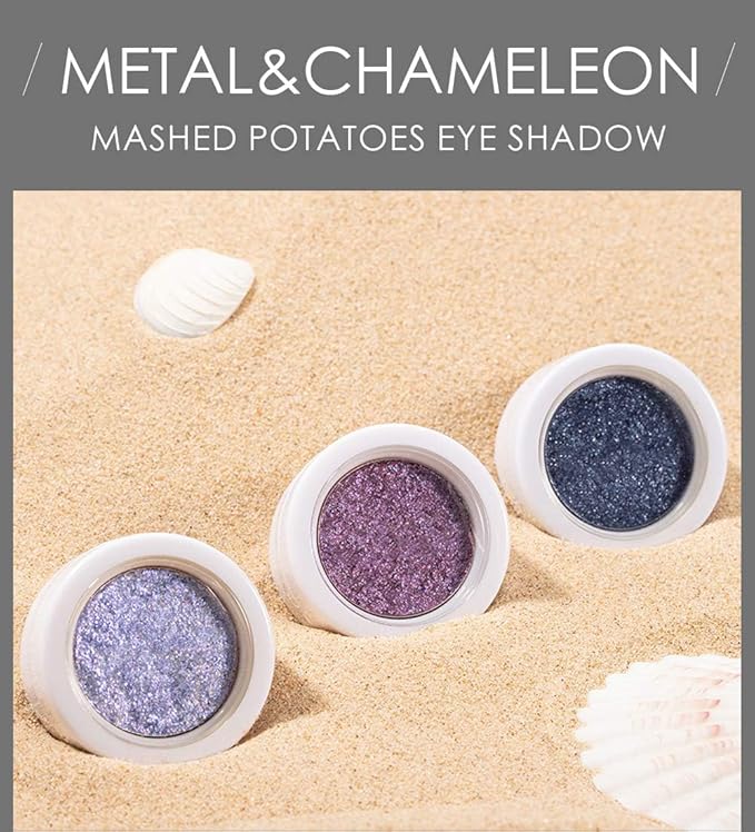 AKARY 12 Colors Glitter Eyeshadow, Mashed Potato Pearlescent Monochrome Eyeshadow Polarized Light Not Smudged Eye Shadow, Highly Pigmented Eye Makeup Cosmetics Gift for Women And Girls Eye Brightening Flash Powder (#11 Golden)