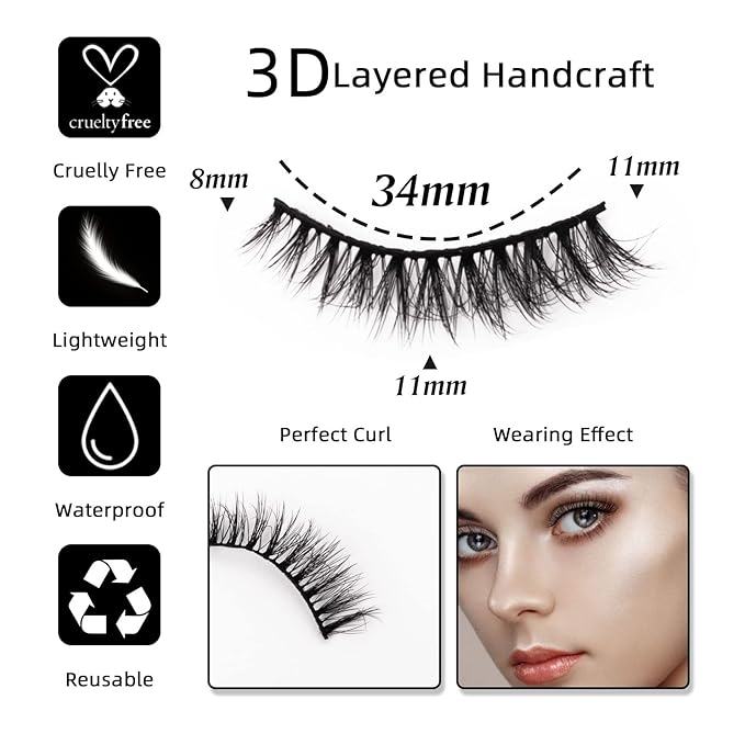 Cat Eye Natural Lashes Wispy False Eyelashes Short Fluffy Fake Lashes - 7 Pairs, ZG71