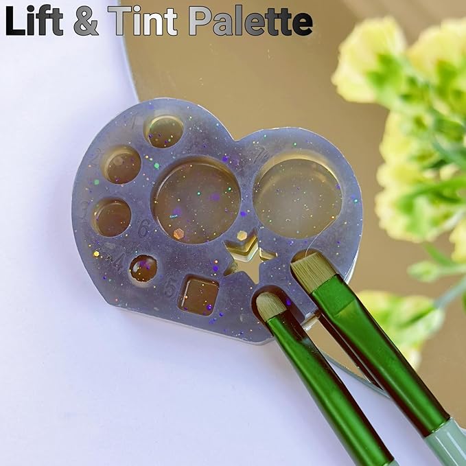Lash Lift and Tint Palette Eyelash Perm Brow Lamination Lotion Container Tint Dye Mixing Dish Tattoo Ink Cup, Nail Glitter Palettes, Lash Lift Adhesives Tray. 2 Size Silicone Lami Mia Plate Tab
