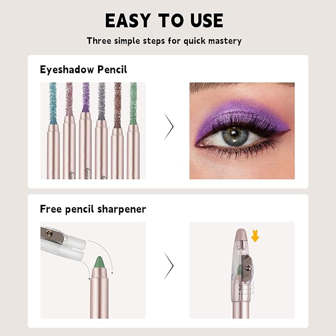 Rose Gold Eyeshadow Stick Makeup, Cream Shimmer Eye Shadow Pencil Make up, Waterproof Hypoallergenic Long Lasting Eyeliner, Glitter Primer Palette Smooth Crayon