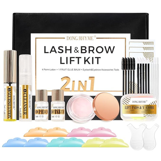 Lash Lift Kit - Professional Lash Perm Kit with Safe and Harmless Ingredients, Salon-Quality Eyelash Lift Kit Easy for Beginner, 2 in 1 Brow Lamination Lash Extension Kit by DONG RHYME