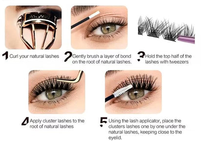 DIY Volume Lash Clusters + Bottom Lashes 12-25mm Longest Thickest Eyelash Clusters 150D D curl Indivual Lashes Cluster Kit Wispy Cluster Spikes